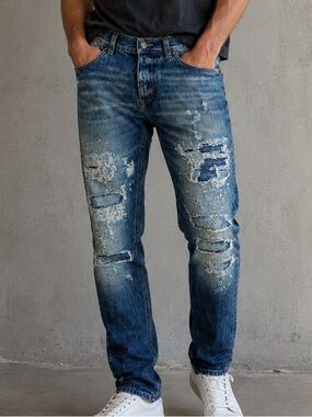Dolce & Gabbana Men's Distressed Blue Jeans - Classic Slim Fit IT 46